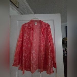Blair Coral Floral Sheer Top